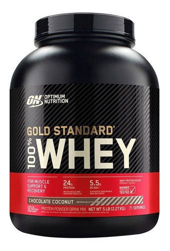 Imagen 1 de 2 de Suplemento en polvo Optimum Nutrition  Proteína Gold Standard 100% Whey proteína sabor chocolate coconut en pote de 2.27kg