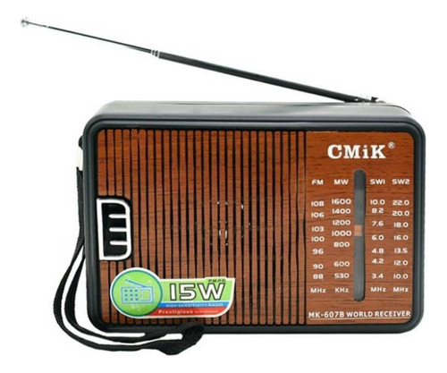 Radio Portátil Retro Am/fm Cod. Mk-607b Eléctrica Y A Pila 