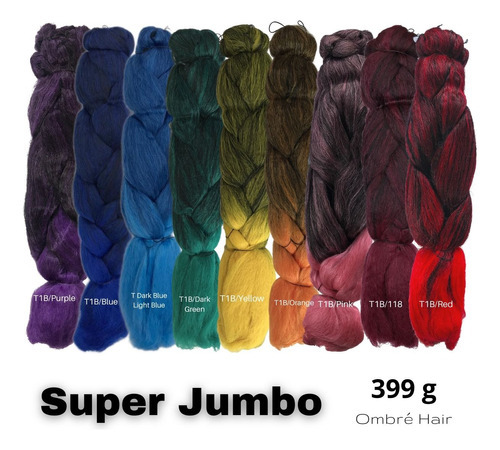 Peinador Jumbo Braid Box Braids Colors Ombré para mujer, color T1B/118, negro/cereza