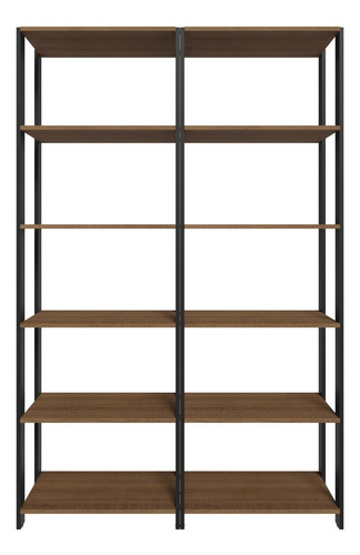Armário Estante Multiuso10 Prateleiras 118cm Madesa Rp Cor Rustic/Preto