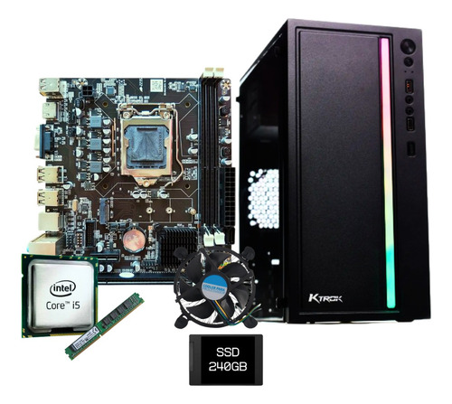 Pc Cpu Intel I5 H61 8gb Ssd 240gb Gabinete Gamer