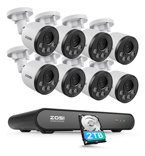 Zosi Sistema De Camara De Seguridad Poe De 8ch 5mp Con Audio