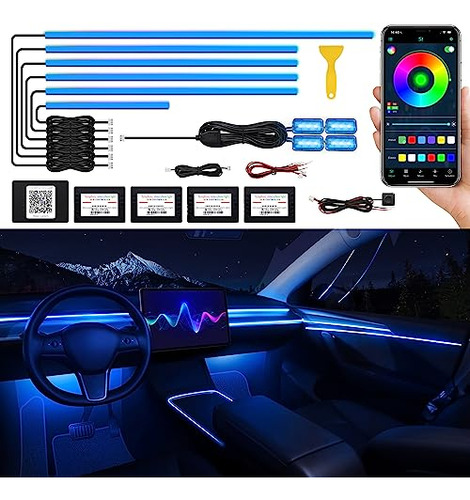 Acrílico Interior Led Strip Light For Car Con App Inalámbric