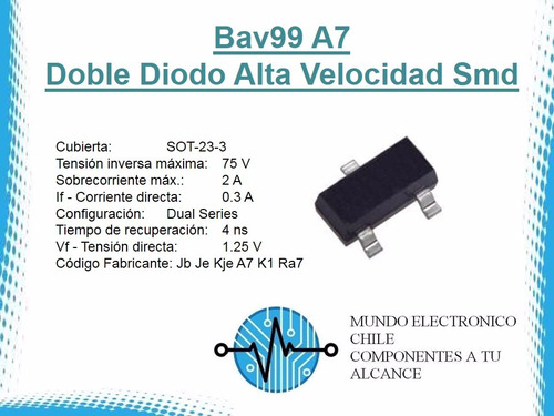 2 X Bav99 A7 Doble Diodo Alta Velocidad Smd