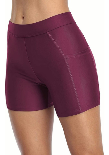 Bañador De Mujer Pantalones Cortos De Fitness Con Bolsillos