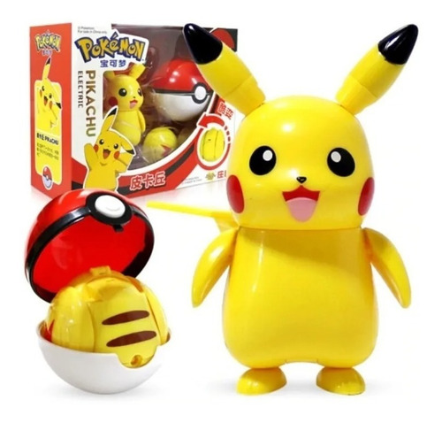 Imagem 1 de 5 de Boneco Pikachu Pokemon Entra Pokebola Articulado Brinquedo