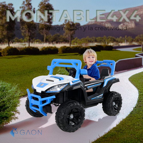 Carro Montable Electrico Con Control Remoto Musica Y Luces Color Azul