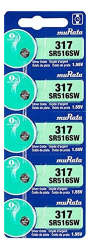 Baterias Murata (anteriormente Sony) 317 SR516sw, tamanho de botão, 1,55 volts, pacote com 5 unidades