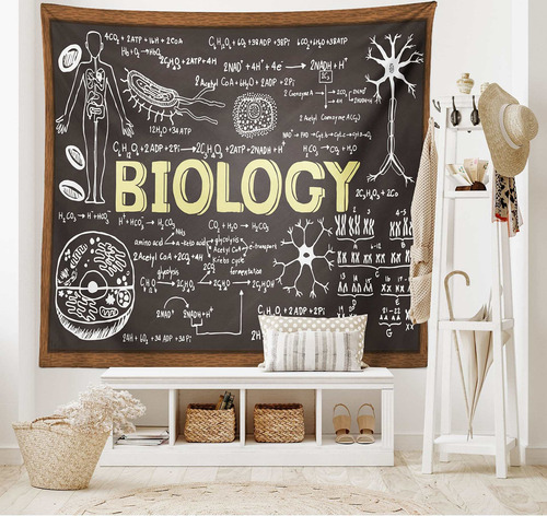 Ambesonne Science Tapiz Pizarra Negra Biologia Escrita Mano
