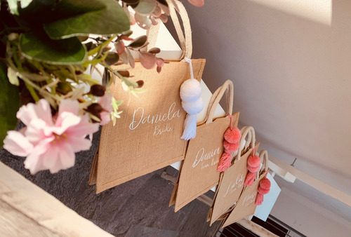 2 Bolsas De Yute Personalizadas, Damas De Honor, Recuerdos