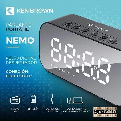 Parlante Radio Portatil Despertador Alarma Bluetooth Reloj