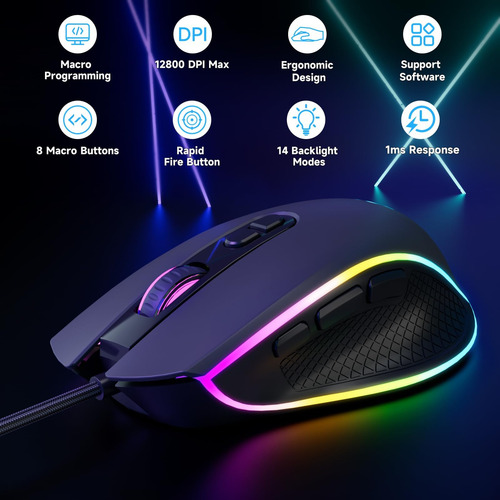 Mouse De Juego Con Cable De Elecgo, Mouse De Jugador Dpi Con