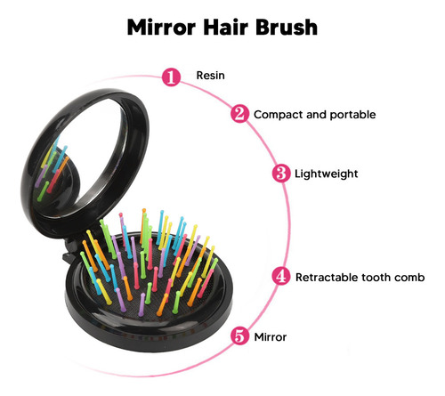 Cepillo De Pelo Con Espejo Plegable, 10 Unidades, Brochas De