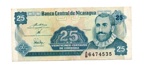 Nicaragua Billete 25 Centavos Año 1991 P#170