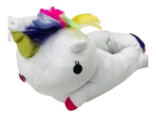 Pantuflas Unicornio Blanco Multicolor  Plumitas Pantus 