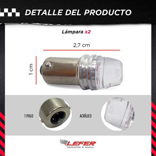Led 1 Polo Ba9s Lupa Alto Brillo Colores Extremo