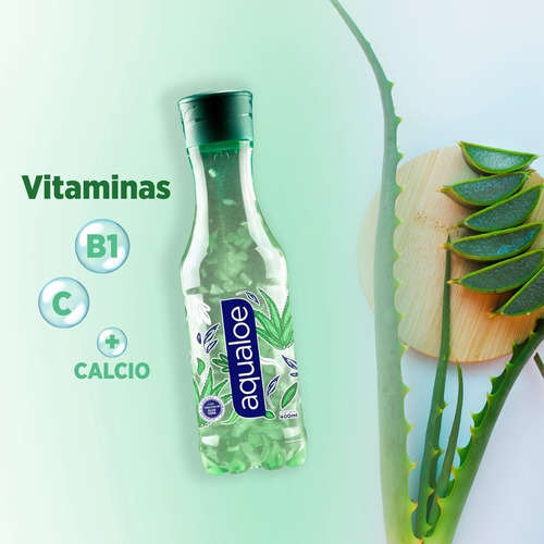 Imagen 2 de 6 de Jugo Natural Pulpa Aloe Vera Vit C B1 Calcio Aqualoe 400ml