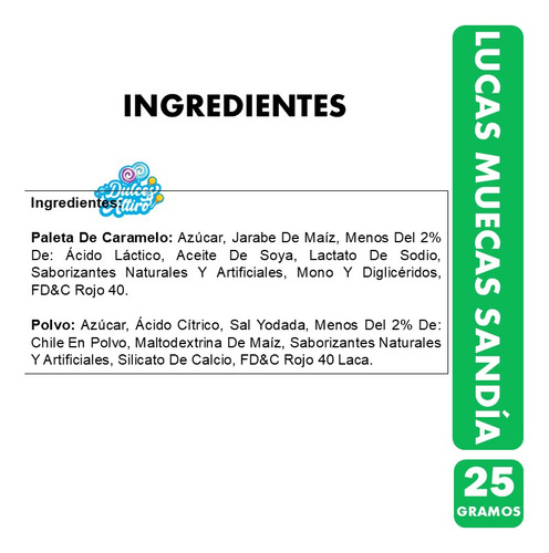 Lucas Muecas Sandía - Paleta De Caramelo Mexicano (25 Gr)