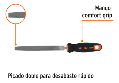 Lima Plana 6' Bastarda Mango Doble Inyeccion Desbaste 15309