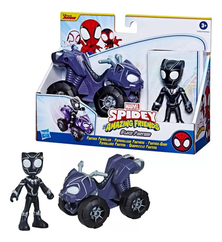 Muñeco Marvel Spidey Pantera Negra Con Patrullero