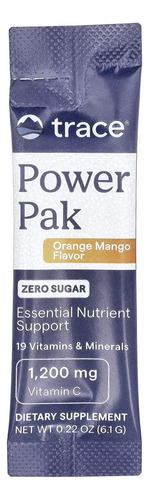 Trace Minerals Power Pak Cero Azúcar 30sachets, 183g Sabor Naranja-mango