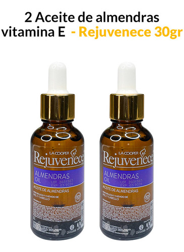 2 Aceite De Almendras Vitamina E 30ml - Rejuvenece