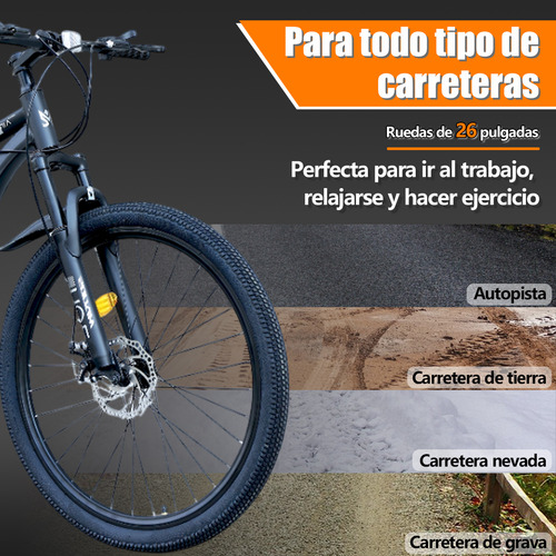 Bicicleta De Montaña 21 Velocidades Amortiguación Ajustable R26 Doble Suspensión Disco Mecánico Regalo de accesorios kit Color Negro