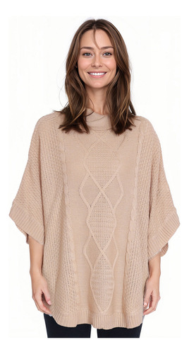 Sweater Mujer Poncho Beige Fashion's Park