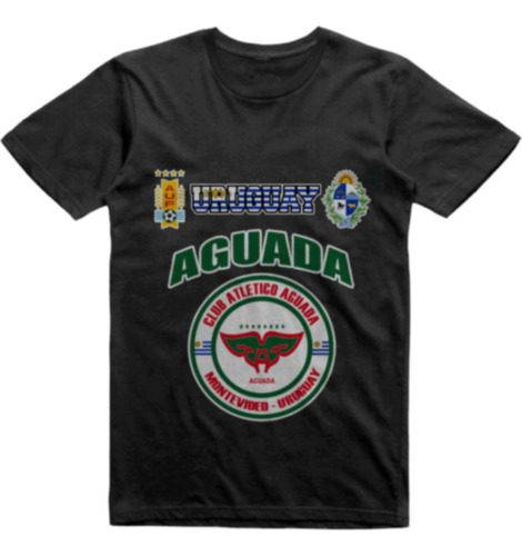 Remera Algodon Negra Uruguay Club Aguada Montevideo