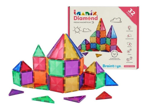  Imanix  Diamond 32 Piezas - Juegos Magnéticos - Braintoys