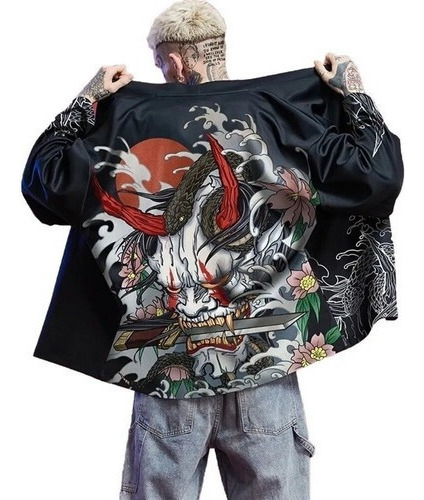 Kimono Japonés Urbano, Ropa De Calle, Hip Hop, Oni Hannya De