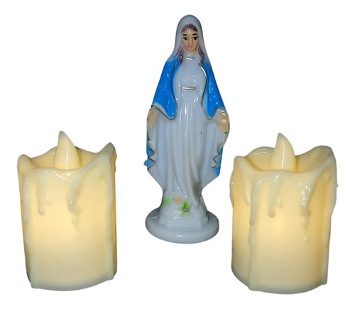 Velas Altar+virgen Figura Religiosa Decoración