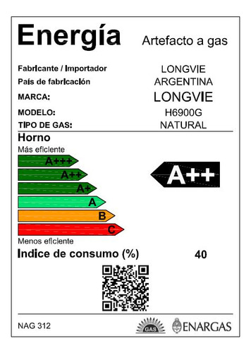 Imagen 2 de 11 de Horno A Gas Touch Longvie H6900g Grill Eléctrico De Empotrar
