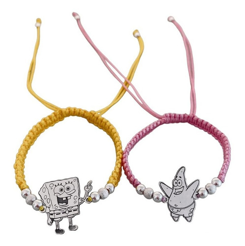 Pulseras Tejidas Para Amistad Plata 925 Bob Esponja Patricio