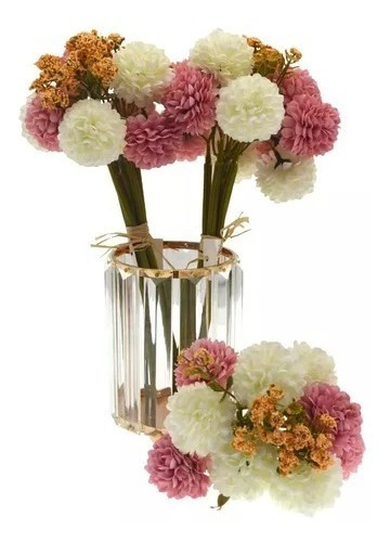 Pack 2 Ramo De Flores Artificiales Hortensia Decoración 28cm