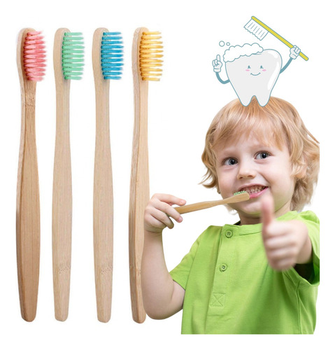  Cepillo De Dientes Ecológico De Bambú Biodegradable Niños