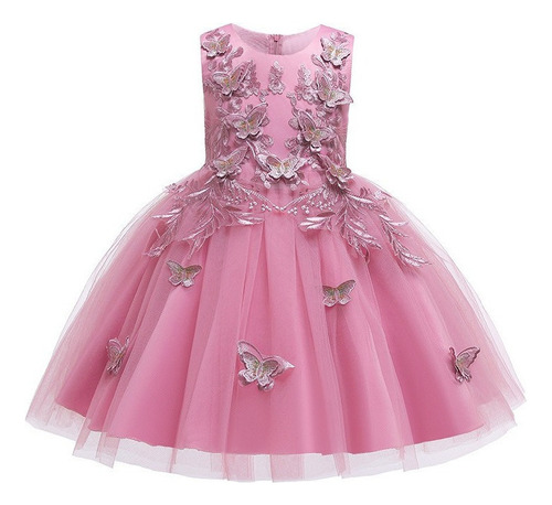 Vestido Sin Mangas De Encaje De Mariposa For Niños