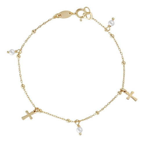 Pulsera Cruz Perla Alea Oro / Marisiob