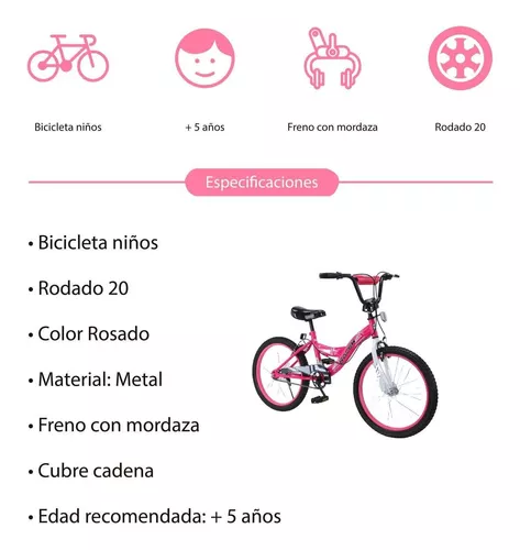 Bicicleta Urbana R20 Para Niña Rosa Infantil Oferta