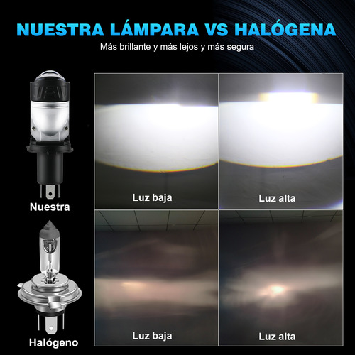 Focos Led Lupa H4 Proyector Canbus Traer Ojo De Demonio Rojo