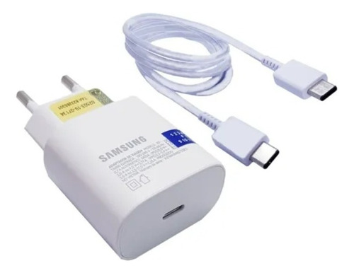 Cargador de pared USB-C Samsung EP-TA800xBPGBR con cable de carga turbo, color blanco