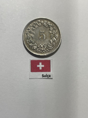 Moeda 5 Rappen 1967b, Su 71 Suíça (Usado)