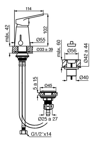 Imagen 4 de 8 de Griferia Fv Monocomando Bide Bidet Compacta 0189/m4 Cromo