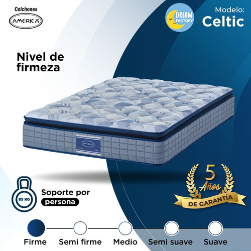 Imagen 7 de 8 de Colchón América Queen Size Celtic | Ortopédico | Firme 28 Cm