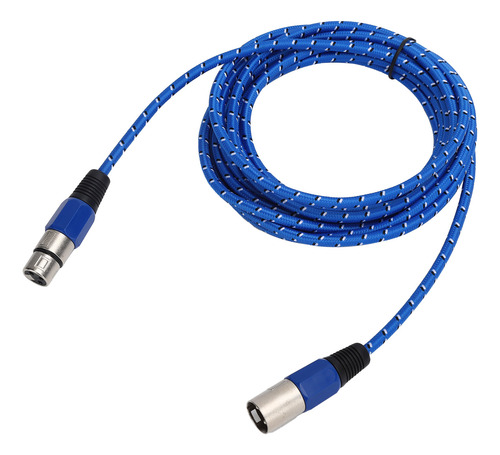 Cable Xlr Para Micrófono, Tejido Azul, 3 Pines, Accesorio Fe