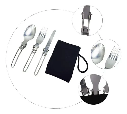 Juego Cubiertos Portable Acero Inoxidable X3pcs Camping Mena
