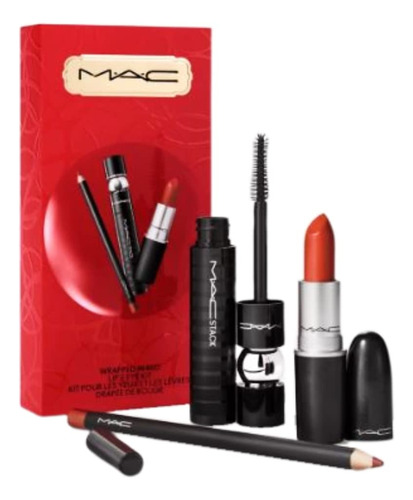 M.a.c. Exclusivo Kit Navideño Envuelto En Labios Y Ojos Ro.