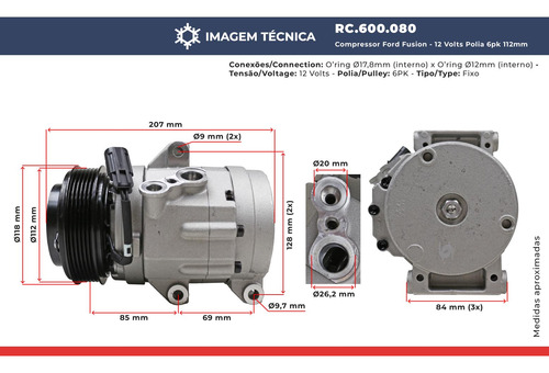 Compressor De Ar Ford Fusion 2006 A 2012 Polia 6pk 112mm