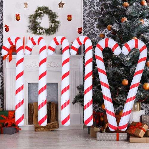 . Paquete De 6 Bastones Inflables For Adorno Navideño. Y
