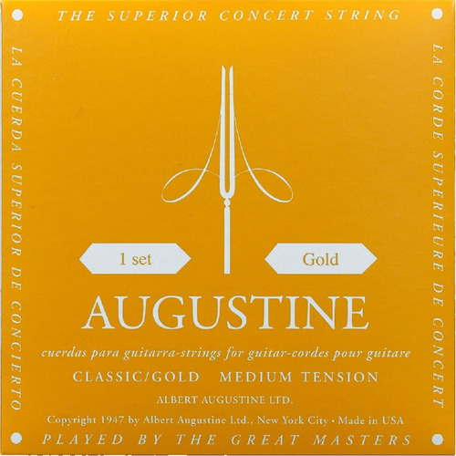 Imagen 2 de 3 de Encordado Guitarra Clasica Augustine Gold Tension Media